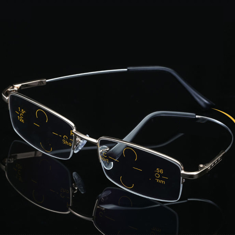 Progressive Reading Glasses with Multifocal Lens Blue Light Blocking and Metal Half-Rim Frame - Image 12