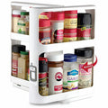 Pull Out Spice Rack Organizer with Rotating Two-Tier Shelves and Cabinet Labels Glass Jars - Image 2