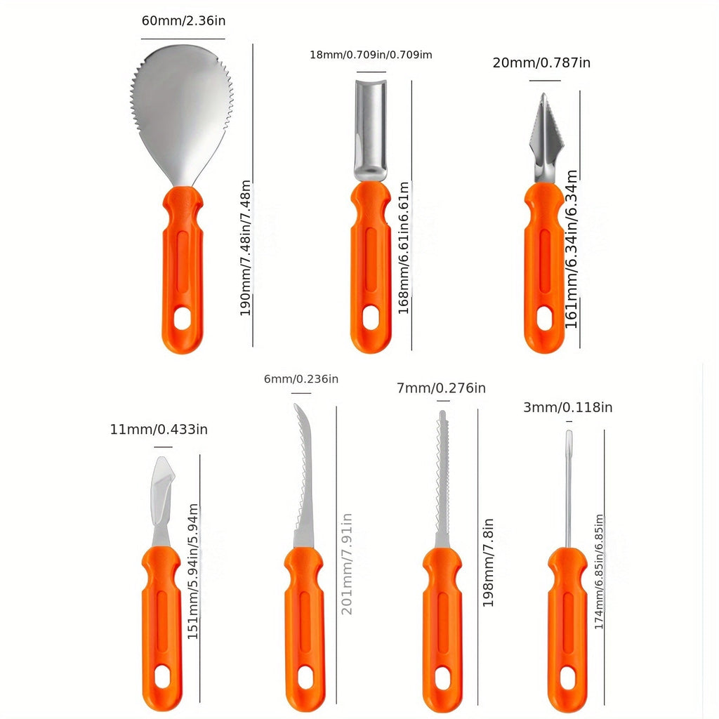 Pumpkin Carving Tools and Kit with Stainless Steel Knife 7-Piece Supplies Set with Canvas Bag - Image 7