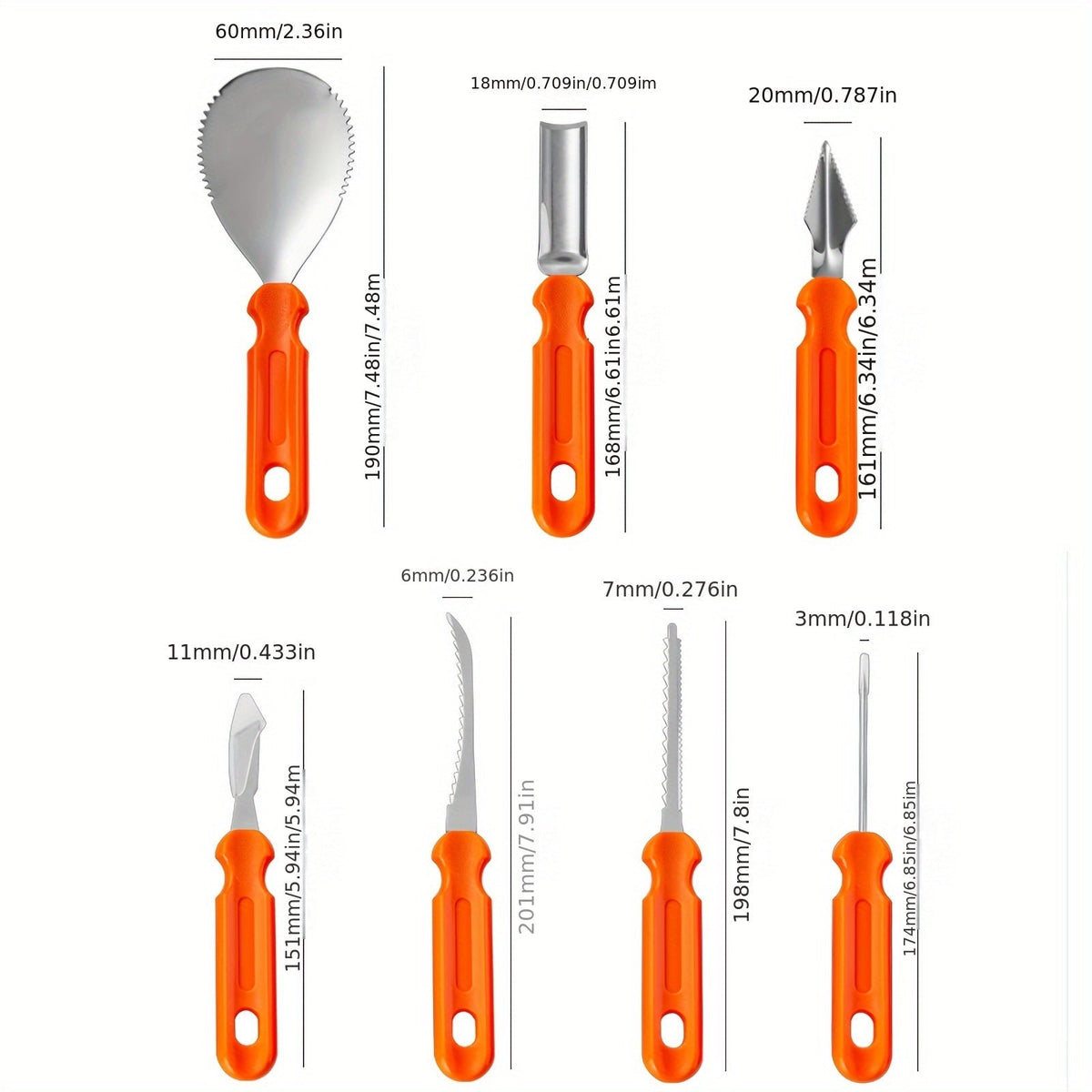 Pumpkin Carving Tools and Kit with Stainless Steel Knife 7-Piece Supplies Set with Canvas Bag - Image 7