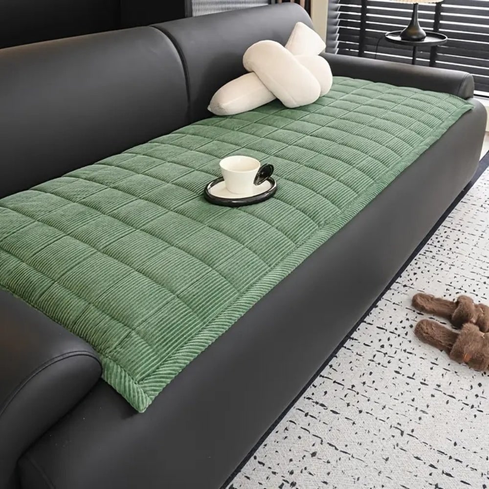 Quilted Sofa Couch Seat Cushion Cover with Corduroy Fabric and Non-Slip Protection Dog - Image 3