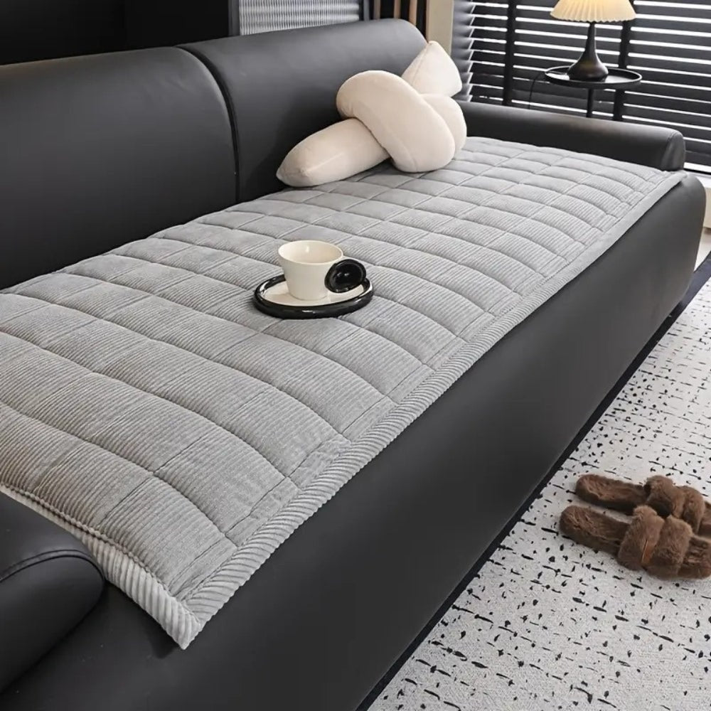 Quilted Sofa Couch Seat Cushion Cover with Corduroy Fabric and Non-Slip Protection Dog - Image 4