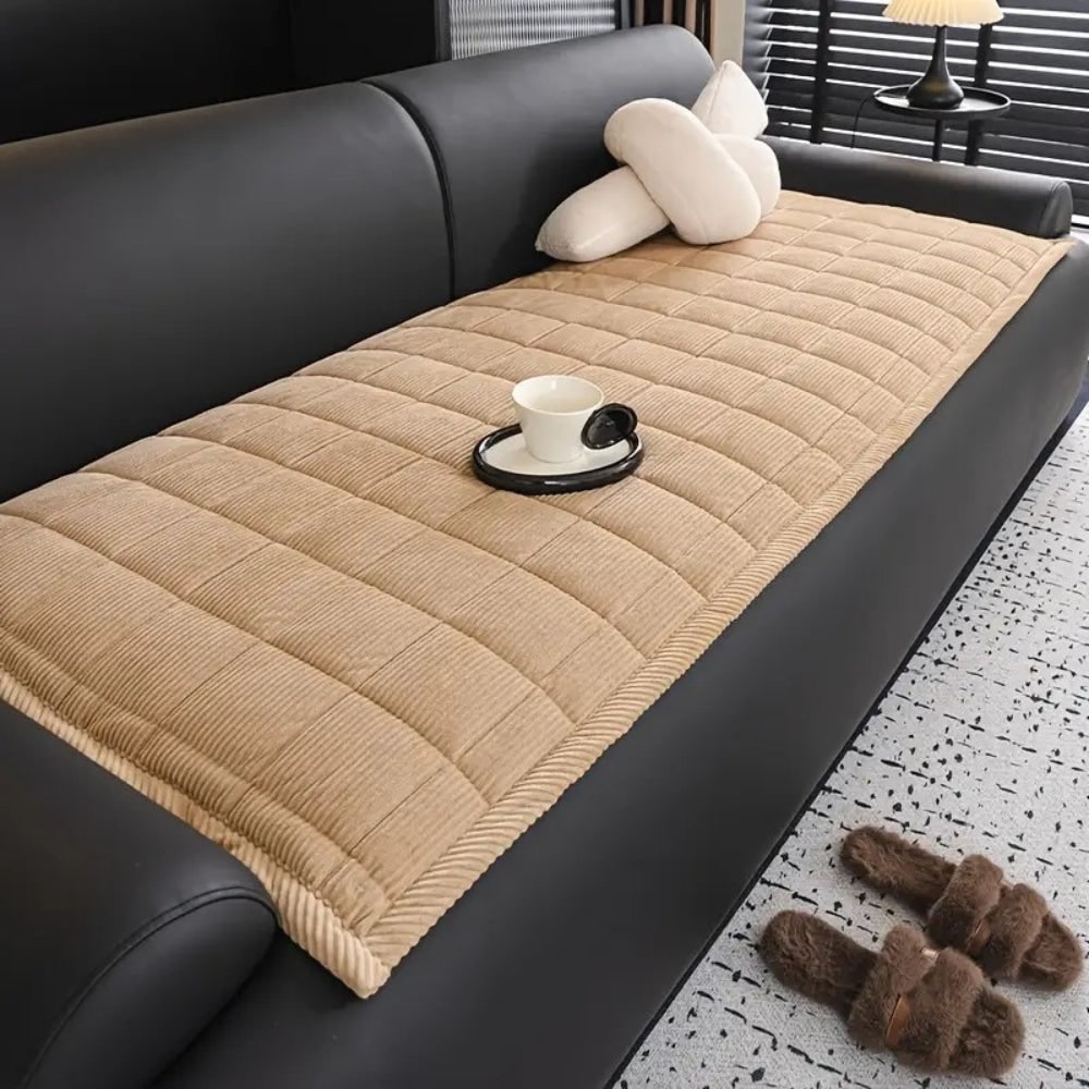 Quilted Sofa Couch Seat Cushion Cover with Corduroy Fabric and Non-Slip Protection Dog - Image 5