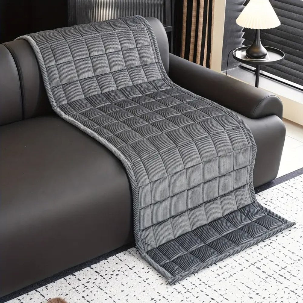 Quilted Sofa Couch Seat Cushion Cover with Corduroy Fabric and Non-Slip Protection Dog - Image 8