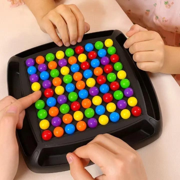 Rainbow Ball Board Game with 80 Colorful Marbles and Elimination Strategy for Family Play - Image 1