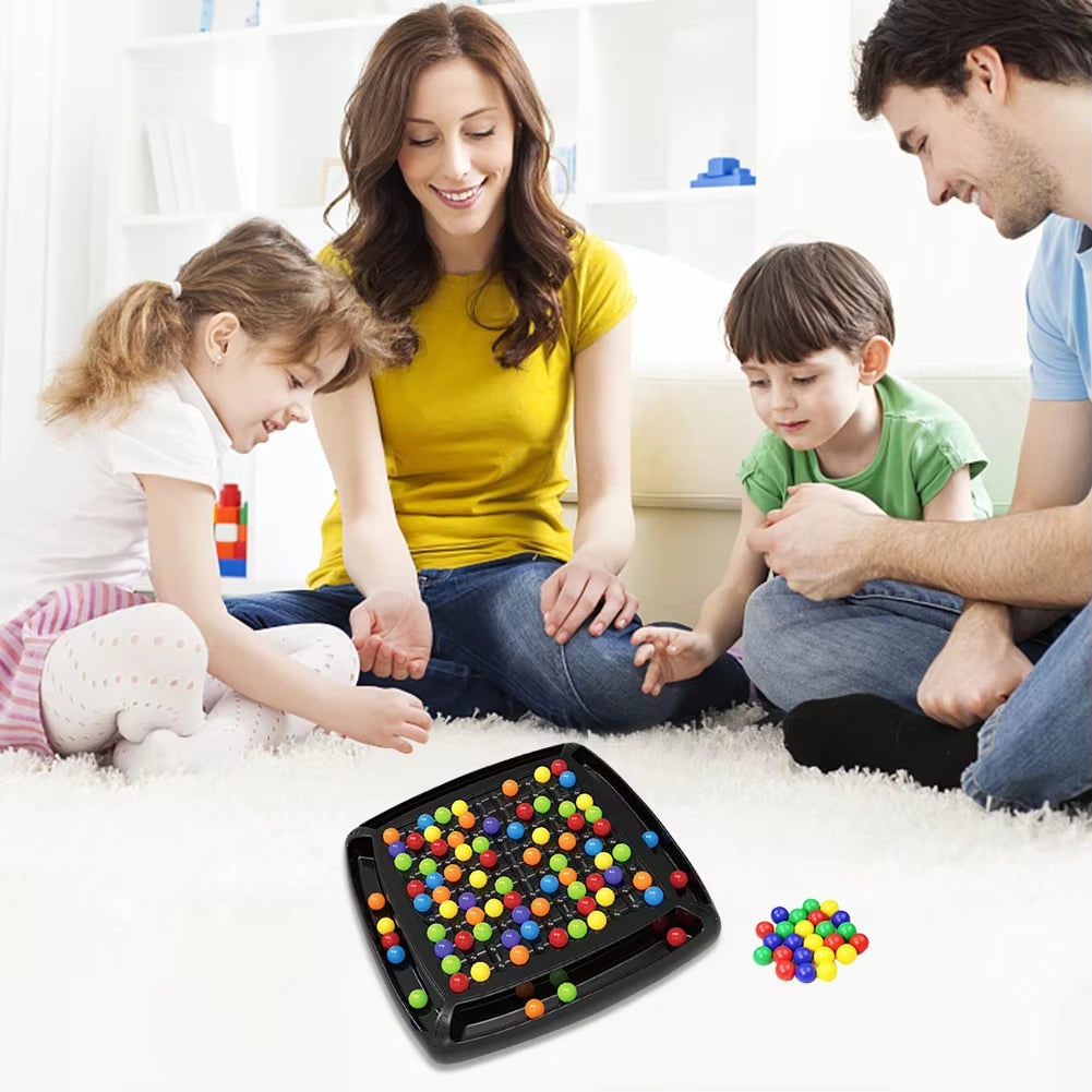 Rainbow Ball Board Game with 80 Colorful Marbles and Elimination Strategy for Family Play - Image 2