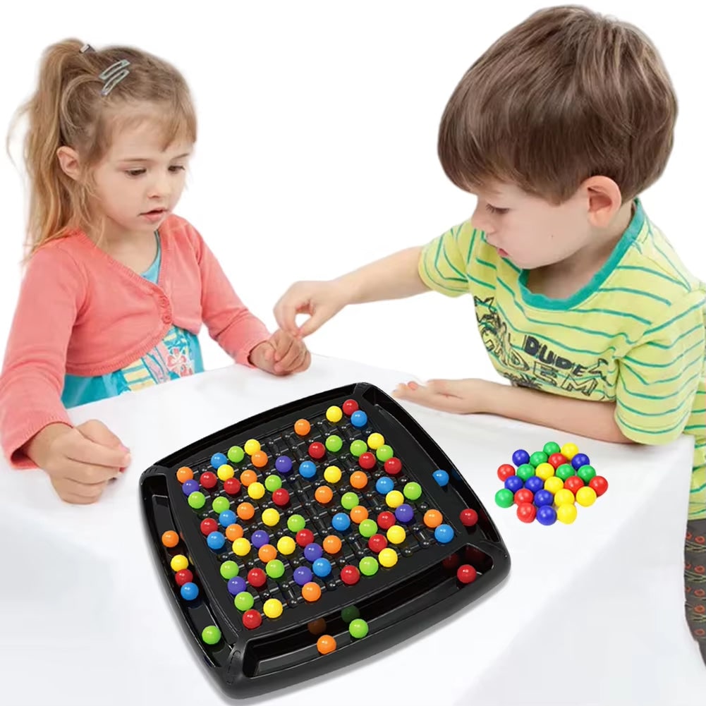 Rainbow Ball Board Game with 80 Colorful Marbles and Elimination Strategy for Family Play - Image 3
