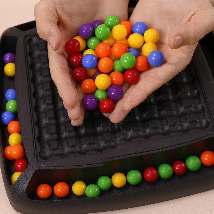 Rainbow Ball Board Game with 80 Colorful Marbles and Elimination Strategy for Family Play - Image 4