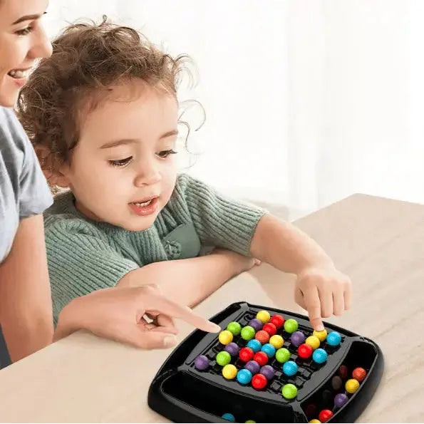 Rainbow Ball Board Game with 80 Colorful Marbles and Elimination Strategy for Family Play - Image 5
