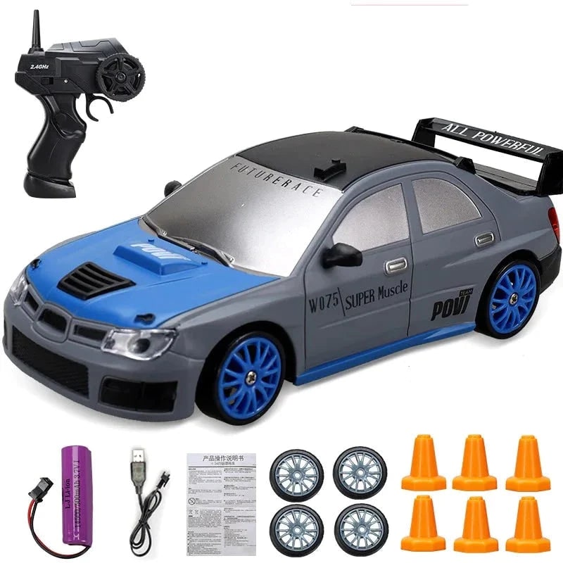 Rc Drift Car Remote Control Rechargeable LED Spare Tires Cones Hobby - Image 10