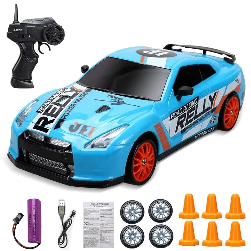 Rc Drift Car Remote Control Rechargeable LED Spare Tires Cones Hobby - Image 12