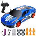 Rc Drift Car Remote Control Rechargeable LED Spare Tires Cones Hobby - Image 13