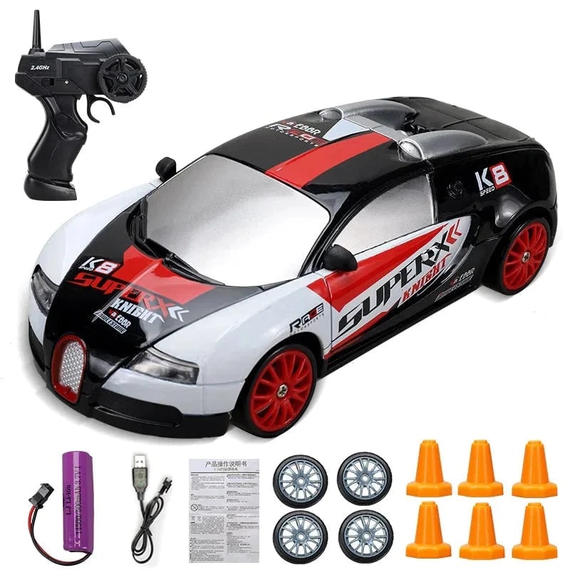 Rc Drift Car Remote Control Rechargeable LED Spare Tires Cones Hobby - Image 14