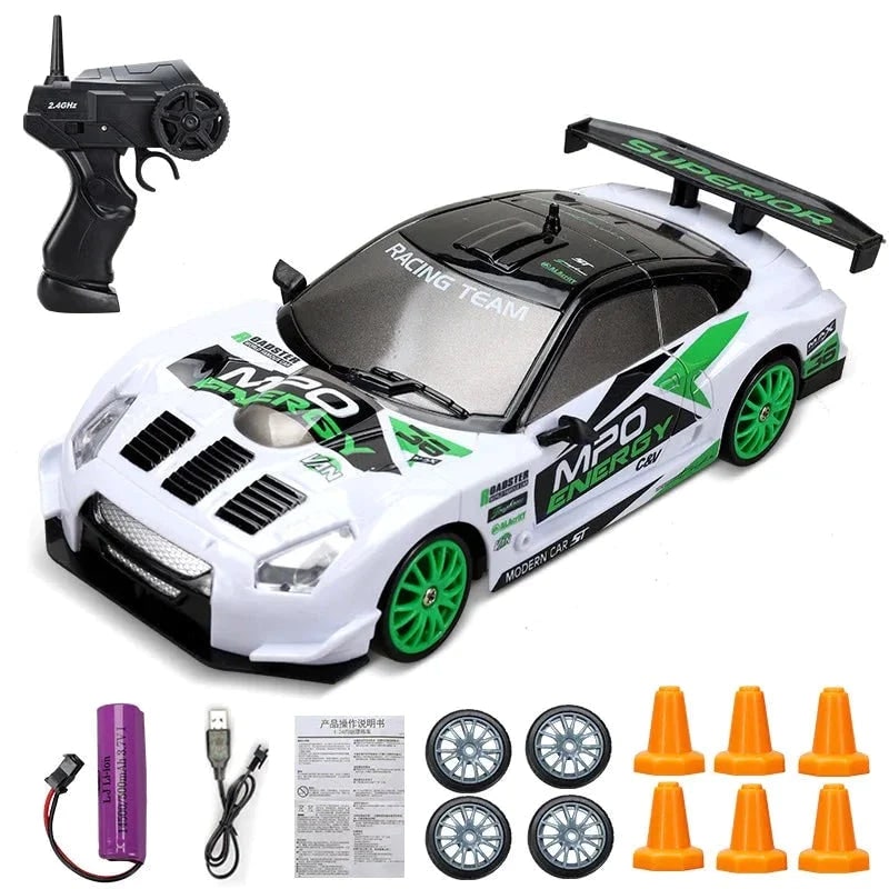 Rc Drift Car Remote Control Rechargeable LED Spare Tires Cones Hobby - Image 15