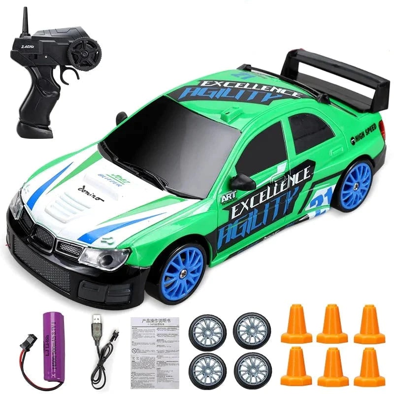 Rc Drift Car Remote Control Rechargeable LED Spare Tires Cones Hobby - Image 16