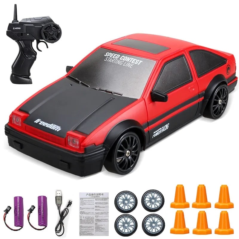 Rc Drift Car Remote Control Rechargeable LED Spare Tires Cones Hobby - Image 17