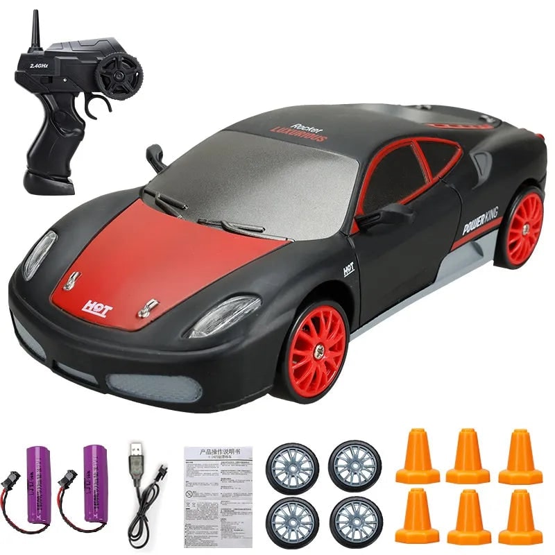Rc Drift Car Remote Control Rechargeable LED Spare Tires Cones Hobby - Image 19