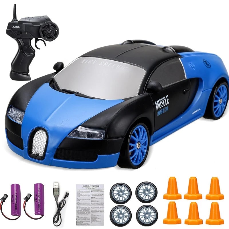 Rc Drift Car Remote Control Rechargeable LED Spare Tires Cones Hobby - Image 20