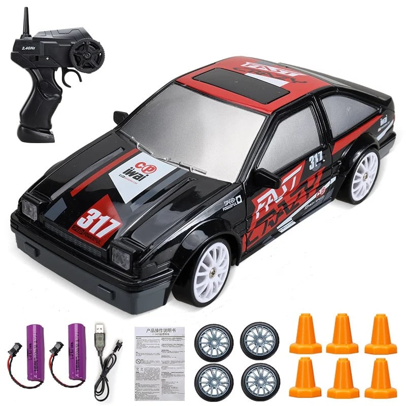 Rc Drift Car Remote Control Rechargeable LED Spare Tires Cones Hobby - Image 21