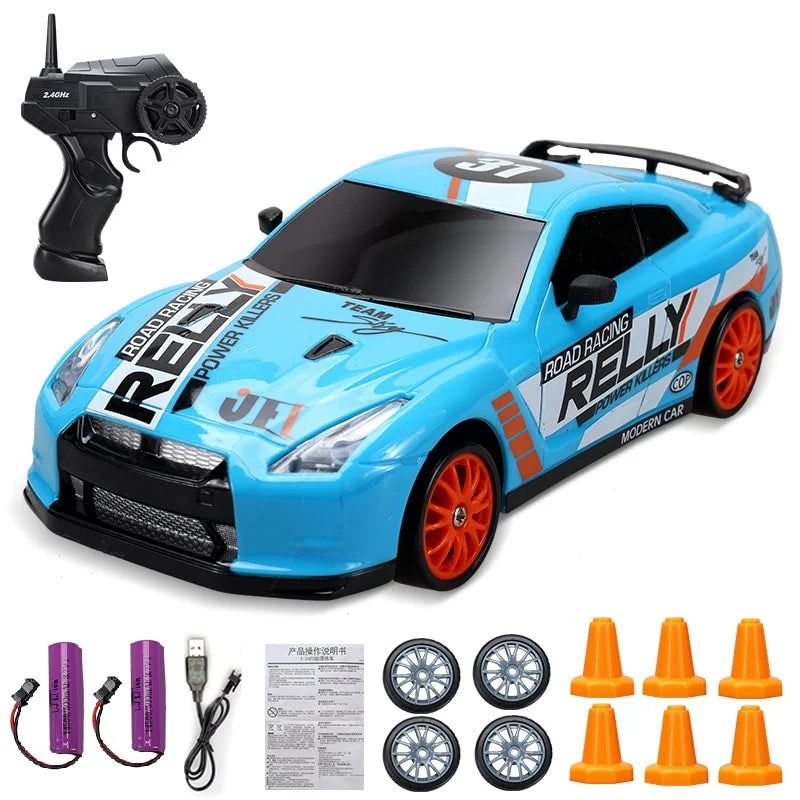 Rc Drift Car Remote Control Rechargeable LED Spare Tires Cones Hobby - Image 22