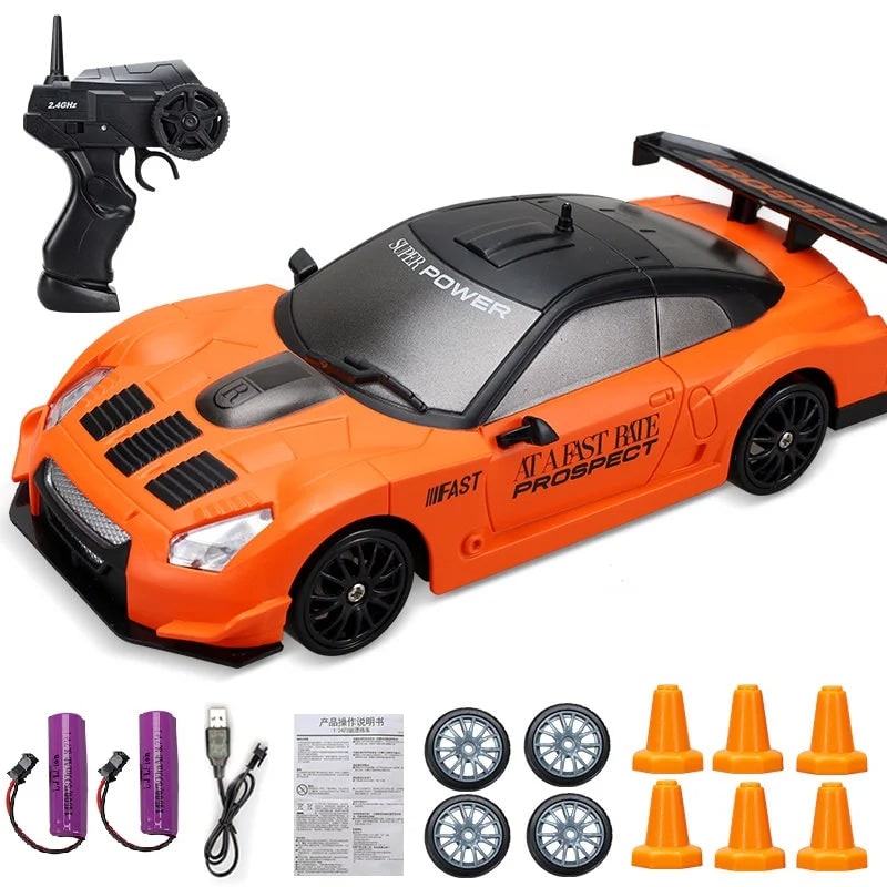 Rc Drift Car Remote Control Rechargeable LED Spare Tires Cones Hobby - Image 23