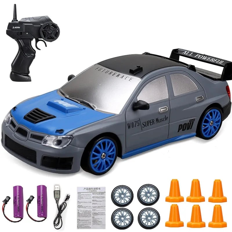 Rc Drift Car Remote Control Rechargeable LED Spare Tires Cones Hobby - Image 24