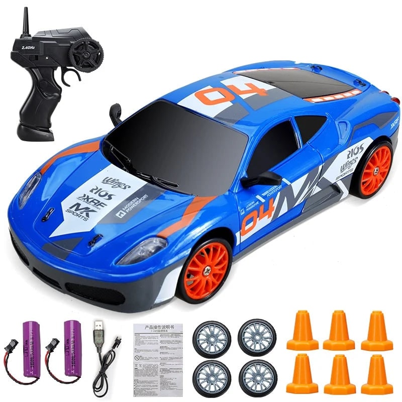 Rc Drift Car Remote Control Rechargeable LED Spare Tires Cones Hobby - Image 25