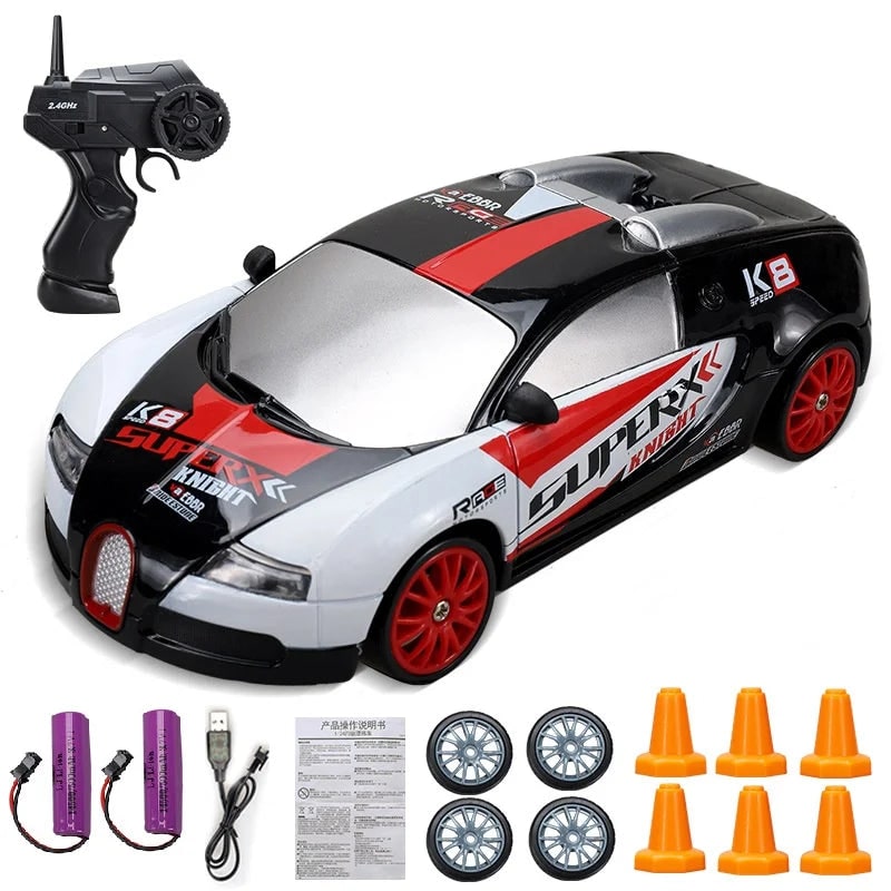 Rc Drift Car Remote Control Rechargeable LED Spare Tires Cones Hobby - Image 26