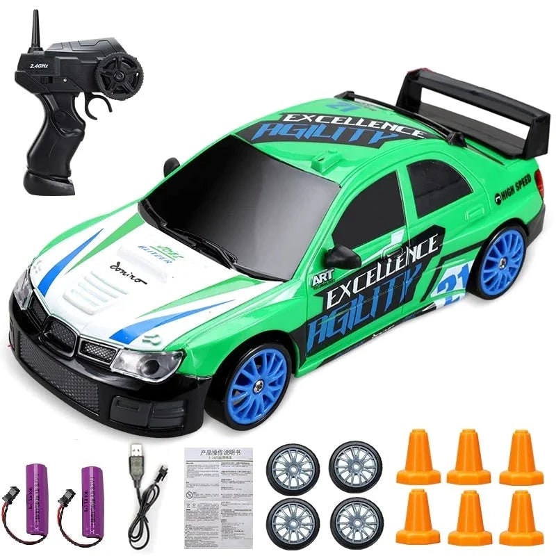 Rc Drift Car Remote Control Rechargeable LED Spare Tires Cones Hobby - Image 28