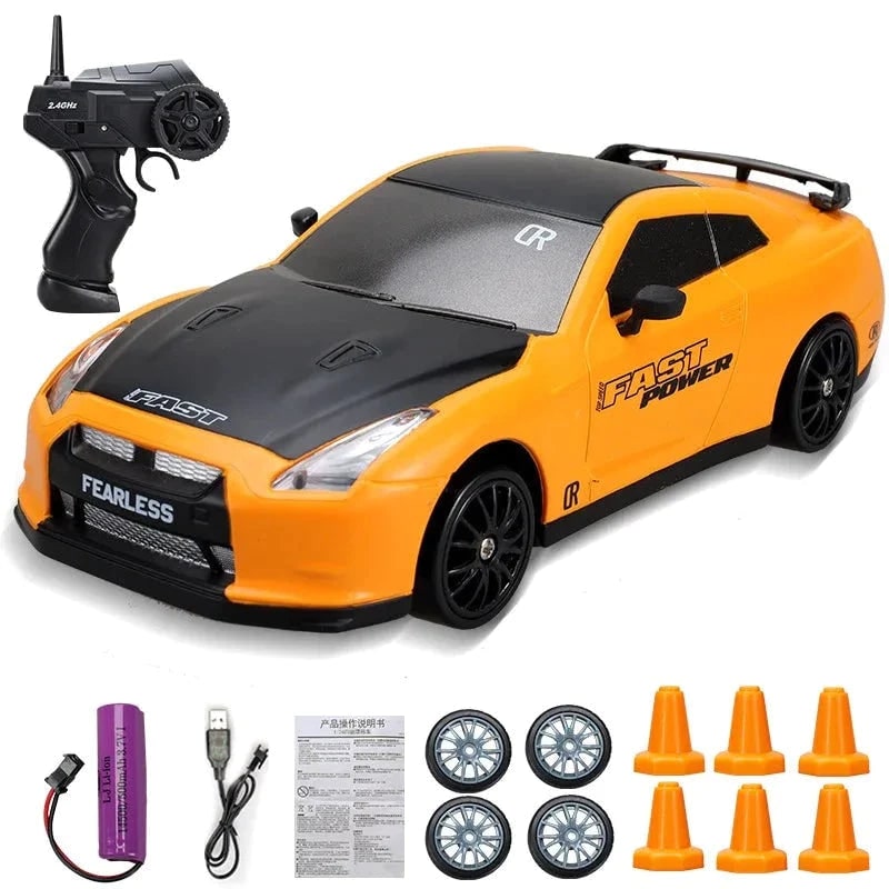 Rc Drift Car Remote Control Rechargeable LED Spare Tires Cones Hobby - Image 6
