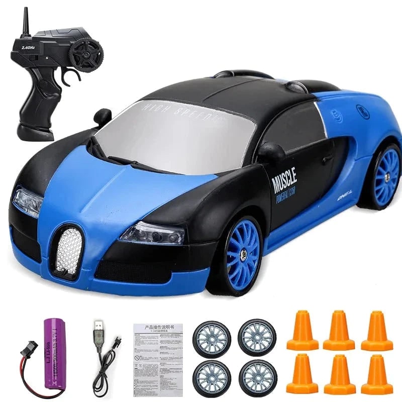 Rc Drift Car Remote Control Rechargeable LED Spare Tires Cones Hobby - Image 8