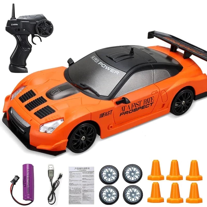 Rc Drift Car Remote Control Rechargeable LED Spare Tires Cones Hobby - Image 9