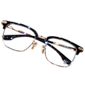 Reading Glasses Browline Gold Metal Frame Adjustable Nose Pads - Image 1