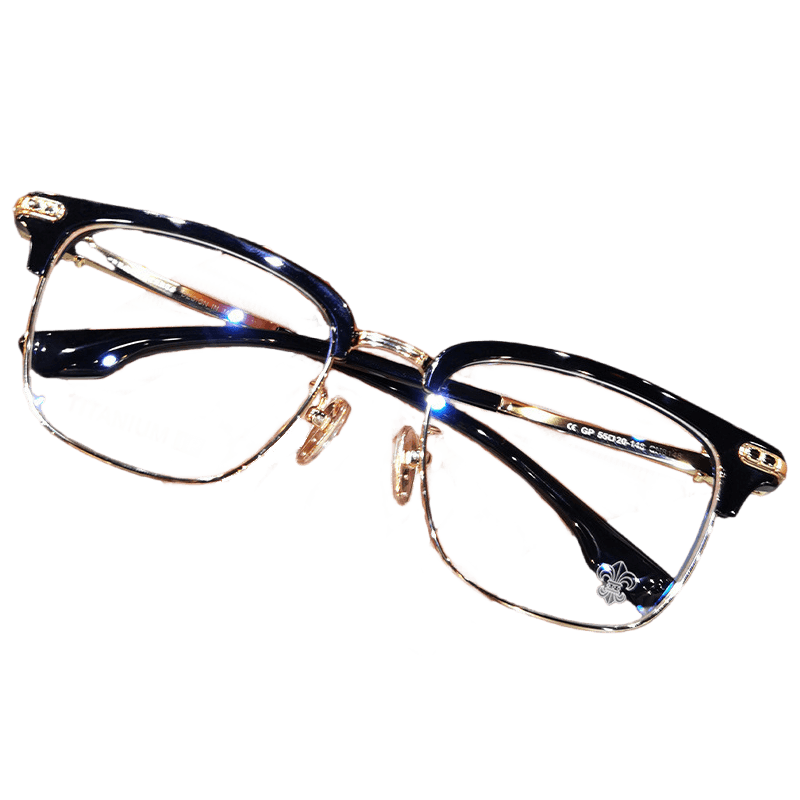 Reading Glasses Browline Gold Metal Frame Adjustable Nose Pads - Image 1