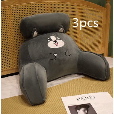 Reading Pillow for Bed with Back Support Ergonomic Wedge Backrest Armrests and Detachable Neck Roll - Image 1