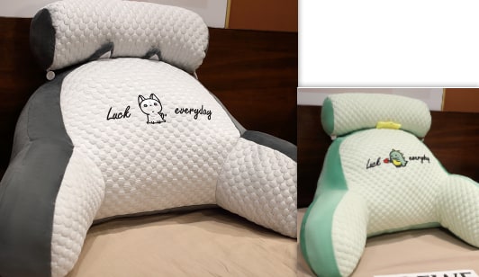 Reading Pillow for Bed with Back Support Ergonomic Wedge Backrest Armrests and Detachable Neck Roll - Image 16