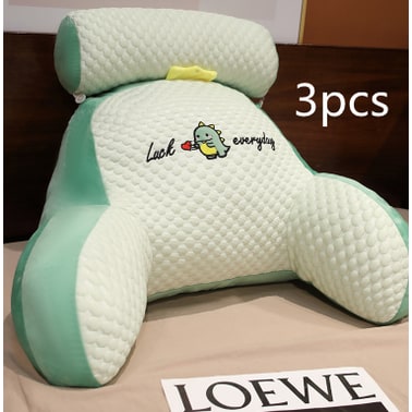 Reading Pillow for Bed with Back Support Ergonomic Wedge Backrest Armrests and Detachable Neck Roll - Image 20