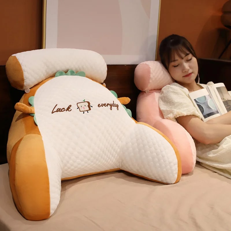 Reading Pillow for Bed with Back Support Ergonomic Wedge Backrest Armrests and Detachable Neck Roll - Image 21