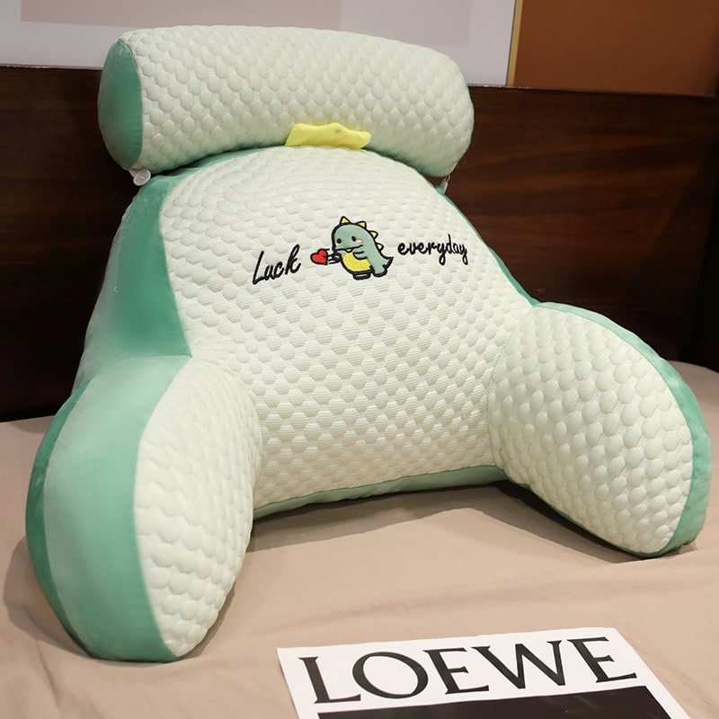 Reading Pillow for Bed with Back Support Ergonomic Wedge Backrest Armrests and Detachable Neck Roll - Image 23