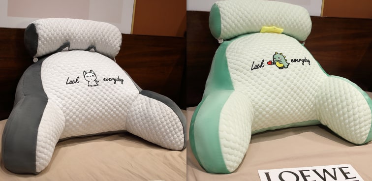 Reading Pillow for Bed with Back Support Ergonomic Wedge Backrest Armrests and Detachable Neck Roll - Image 3