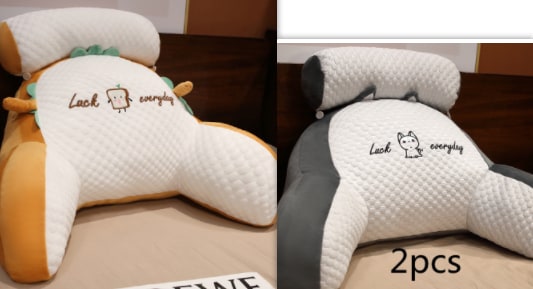 Reading Pillow for Bed with Back Support Ergonomic Wedge Backrest Armrests and Detachable Neck Roll - Image 32