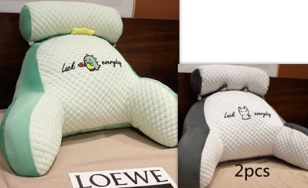 Reading Pillow for Bed with Back Support Ergonomic Wedge Backrest Armrests and Detachable Neck Roll - Image 36