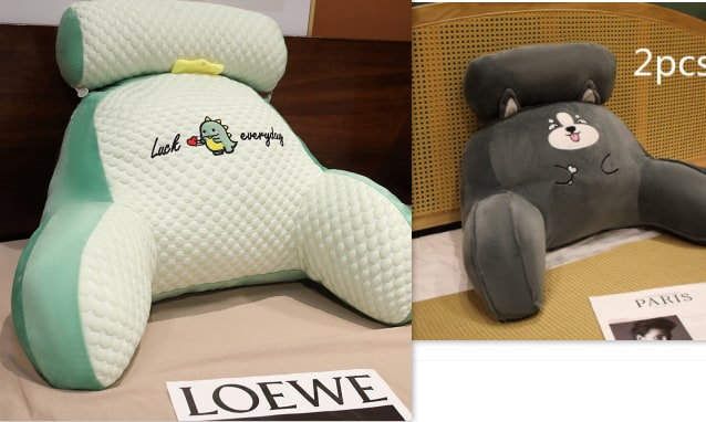 Reading Pillow for Bed with Back Support Ergonomic Wedge Backrest Armrests and Detachable Neck Roll - Image 37