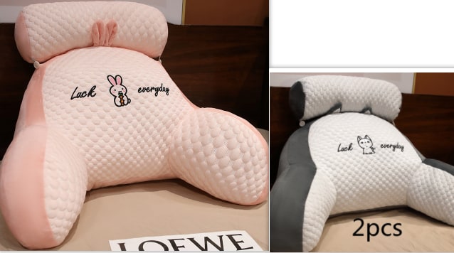 Reading Pillow for Bed with Back Support Ergonomic Wedge Backrest Armrests and Detachable Neck Roll - Image 39