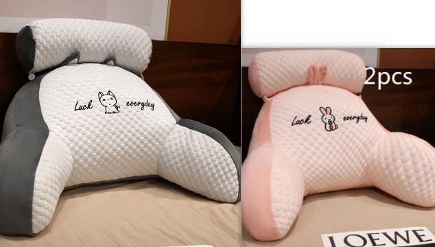 Reading Pillow for Bed with Back Support Ergonomic Wedge Backrest Armrests and Detachable Neck Roll - Image 41