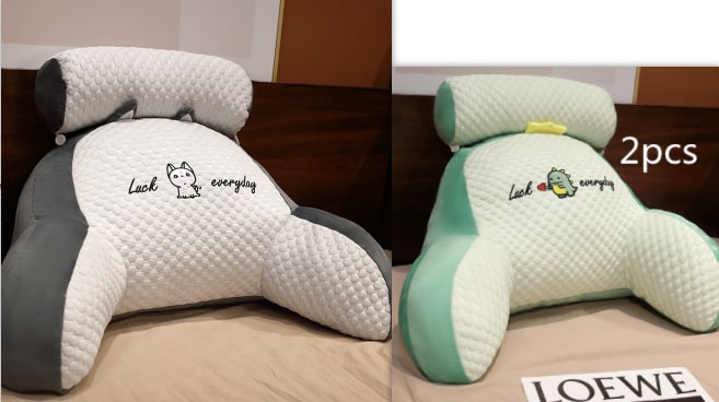 Reading Pillow for Bed with Back Support Ergonomic Wedge Backrest Armrests and Detachable Neck Roll - Image 43