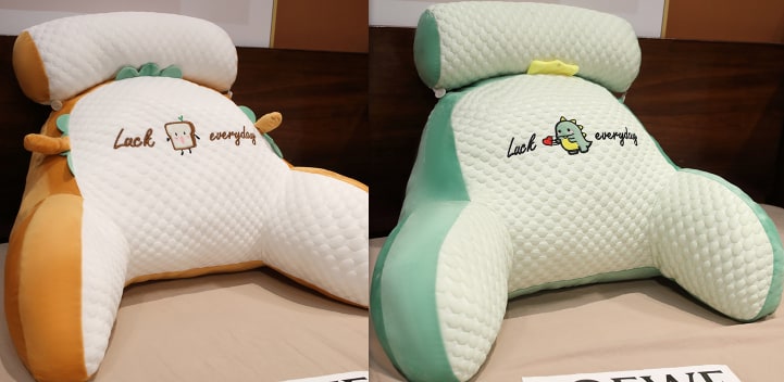 Reading Pillow for Bed with Back Support Ergonomic Wedge Backrest Armrests and Detachable Neck Roll - Image 45
