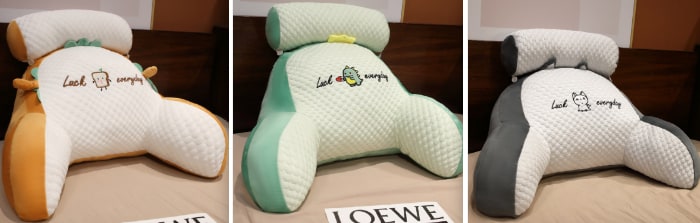 Reading Pillow for Bed with Back Support Ergonomic Wedge Backrest Armrests and Detachable Neck Roll - Image 48