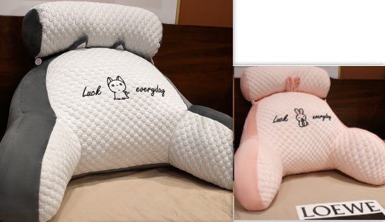 Reading Pillow for Bed with Back Support Ergonomic Wedge Backrest Armrests and Detachable Neck Roll - Image 52