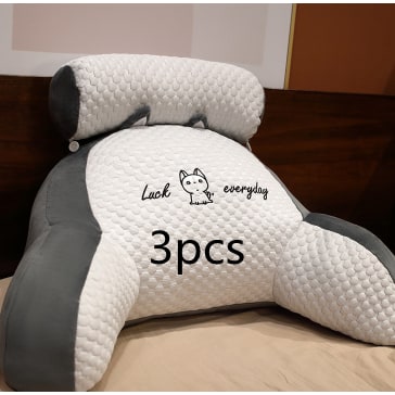 Reading Pillow for Bed with Back Support Ergonomic Wedge Backrest Armrests and Detachable Neck Roll - Image 9